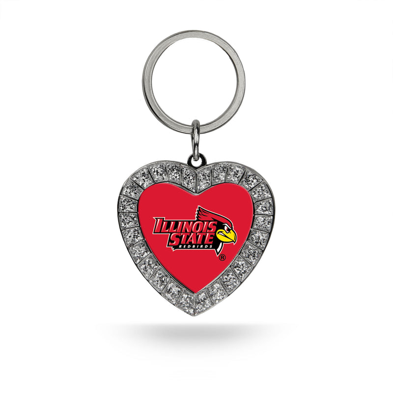 Illinois State Redbirds Rhinestone Heart Key Chain
