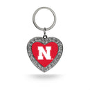Nebraska Rhinestone Heart Keychain