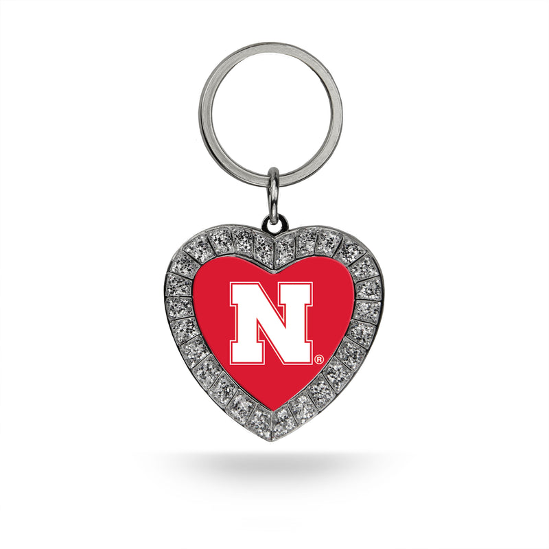 Nebraska Rhinestone Heart Keychain