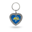South Dakota State Rhinestone Heart Keychain