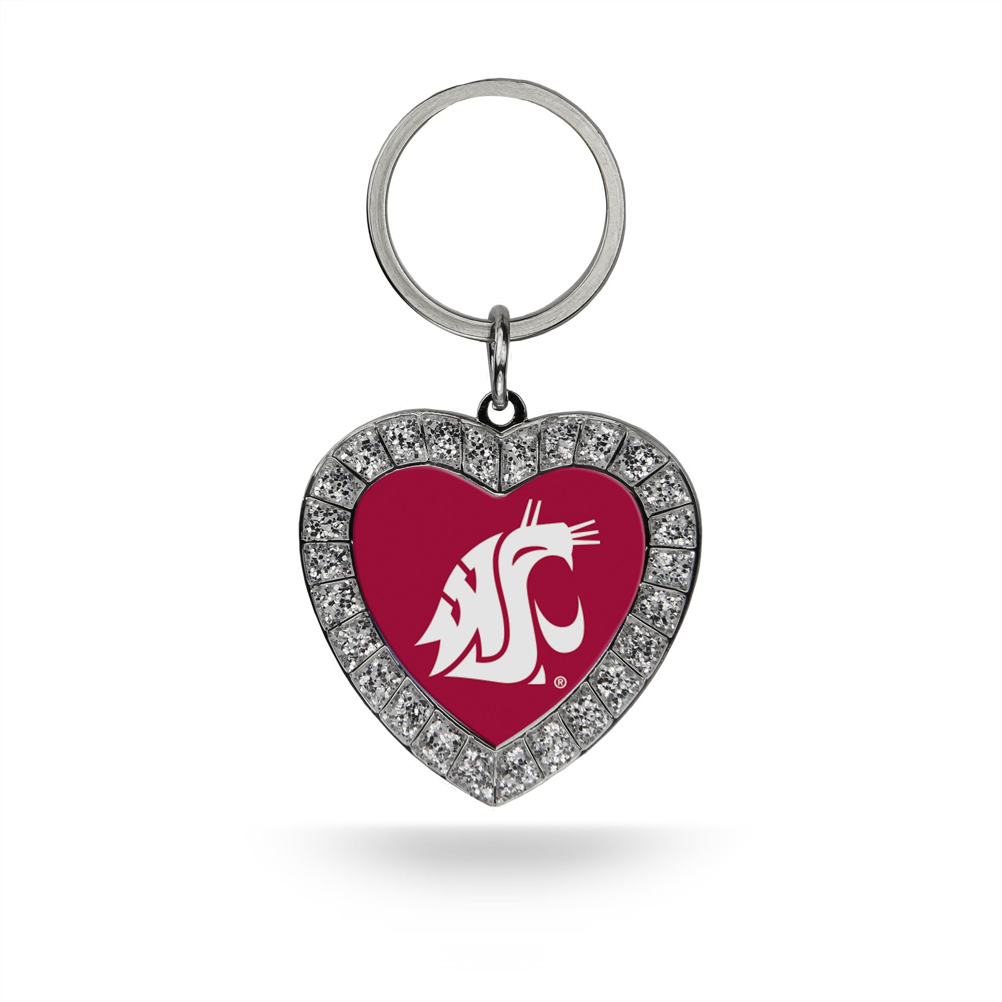 Washington State Rhinestone Heart Keychain