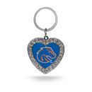 Boise State Rhinestone Heart Keychain