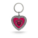 Central Washington Wildcats Rhinestone Heart Keychain