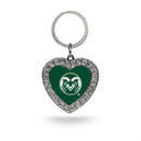 Colorado State Rhinestone Heart Keychain