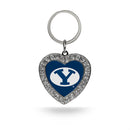 BYU Rhinestone Heart Keychain