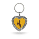Wyoming Rhinestone Heart Keychain