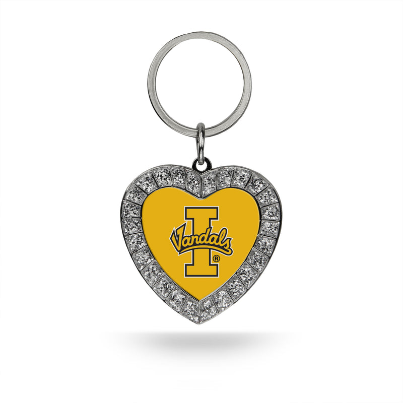 Idaho University Rhinestone Heart Keychain