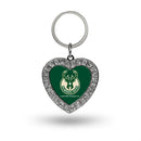 Milwaukee Bucks Rhinestone Heart Key Chain
