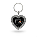 Flyers Rhinestone Heart Keychain