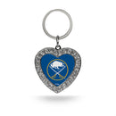 Buffalo Sabres Rhinestone Heart Keychain