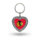 Blackhawks Rhinestone Heart Key Chain