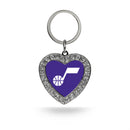 Utah Jazz Rhinestone Heart Keychain