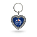 Oilers Rhinestone Heart Keychain