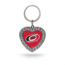 Hurricanes Rhinestone Heart Keychain
