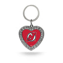 Devils Rhinestone Heart Keychain