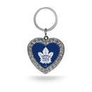 Maple Leafs Rhinestone Heart Keychain