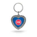 Pistons Rhinestone Heart Keychain