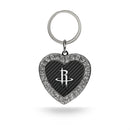 Rockets - Carbon Fiber Design - Metal Keychain (Bling Heart)