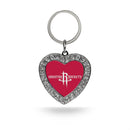 Rockets Rhinestone Heart Keychain