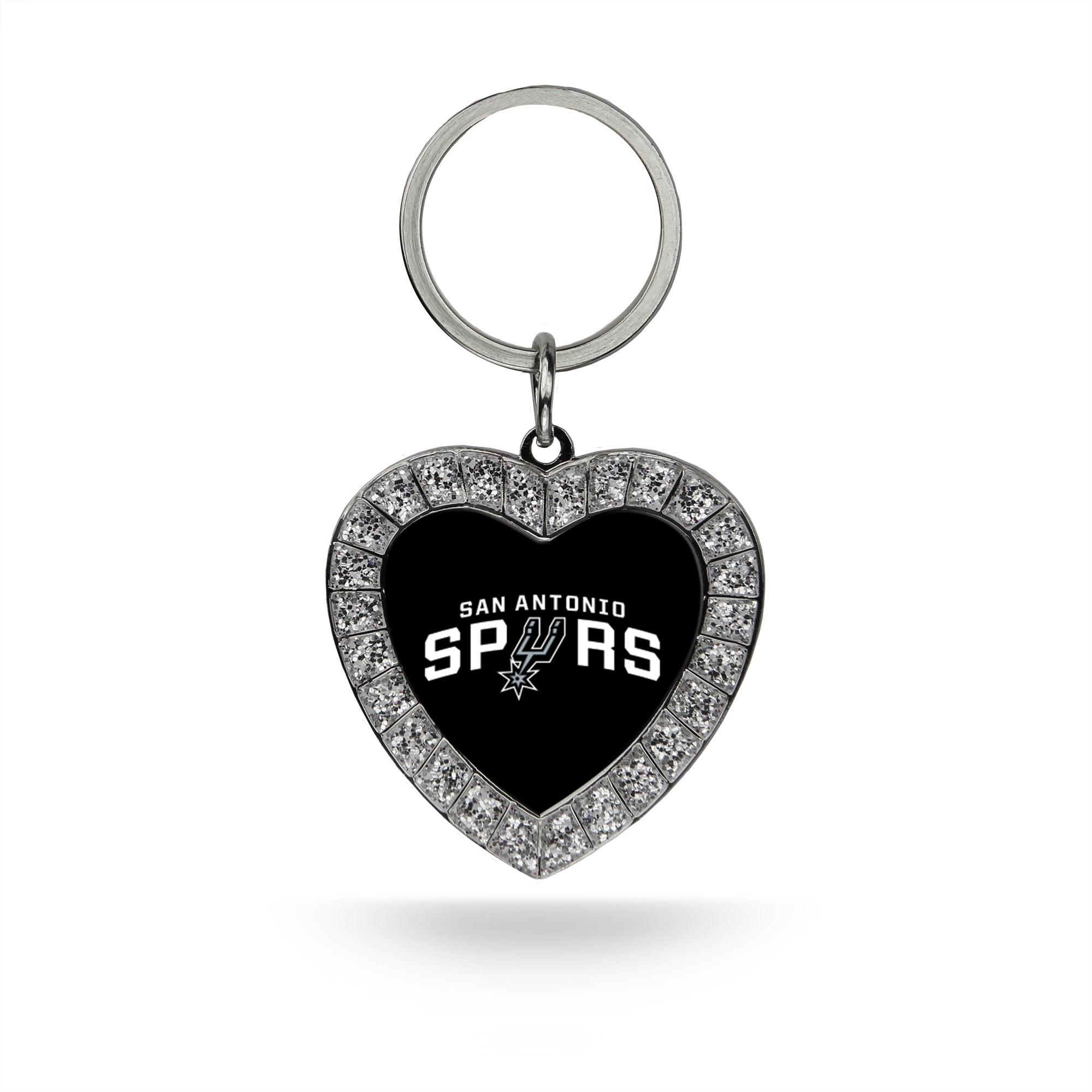 Spurs Rhinestone Heart Keychain