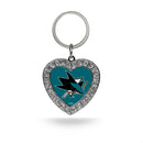 Sharks Rhinestone Heart Keychain