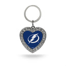 Lightning Rhinestone Heart Keychain