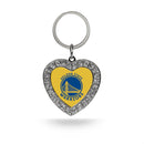 Warriors Rhinestone Heart Keychain