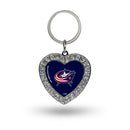 Blue Jackets Rhinestone Heart Key Chain