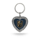 Golden Knights Rhinestone Heart Keychain