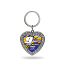 Chase Elliott Rhinestone Heart Keychain - Car Art