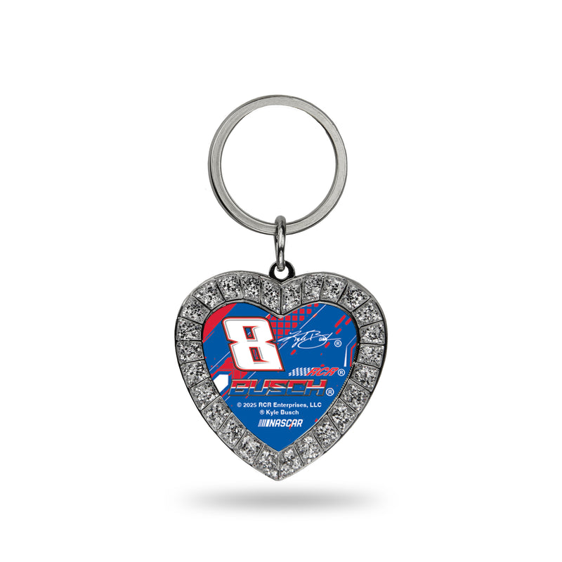 Kyle Busch Rhinestone Heart Keychain - Car Art