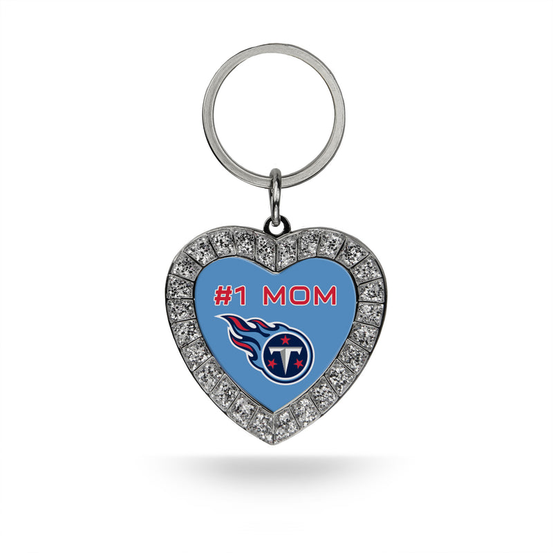 # 1 Mom Titans Rhinestone Heart Keychain