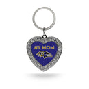 # 1 Mom Ravens Rhinestone Heart Keychain