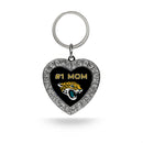 # 1 Mom Jaguars Rhinestone Heart Keychain