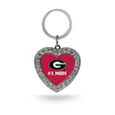 #1 Mom Georgia Rhinestone Heart Keychain