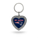 # 1 Mom Patriots Rhinestone Heart Keychain