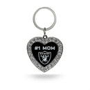 # 1 Mom Raiders Rhinestone Heart Keychain