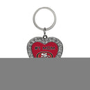 # 1 Mom 49ers Rhinestone Heart Keychain