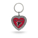 # 1 Mom Falcons Rhinestone Heart Keychain