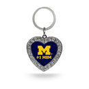 #1 Mom Michigan Rhinestone Heart Keychain