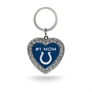 # 1 Mom Colts Rhinestone Heart Keychain