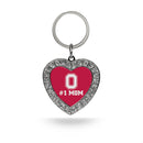 #1 Mom Ohio State Rhinestone Heart Keychain
