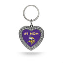 # 1 Mom Vikings Rhinestone Heart Keychain