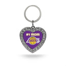 #1 Mom Lakers Rhinestone Heart Keychain