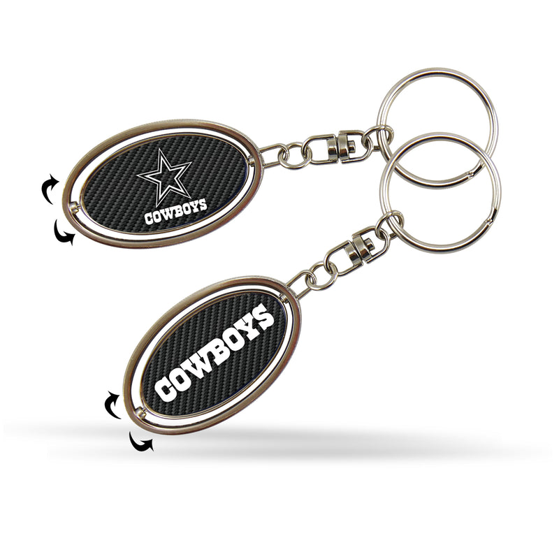 Cowboys - Carbon Fiber Design - Silver Spinner Keychain