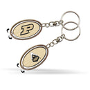 Purdue Oval Silver Spinner Keychain
