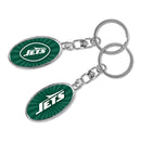 New York Jets Oval Silver Spinner Keychain