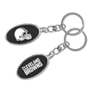 Cleveland Browns Carbon Fiber Design Oval Silver Spinner Keychain