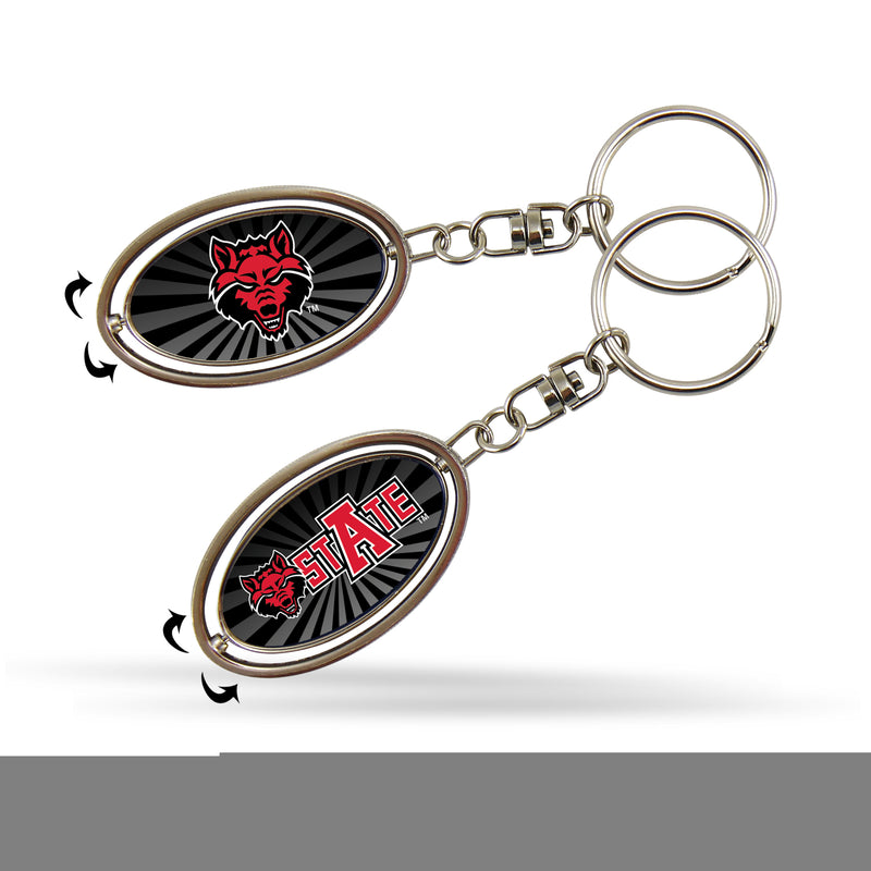 Arkansas State Silver Spinner Keychain