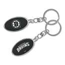Boston Bruins Carbon Fiber Design Silver Spinner Keychain